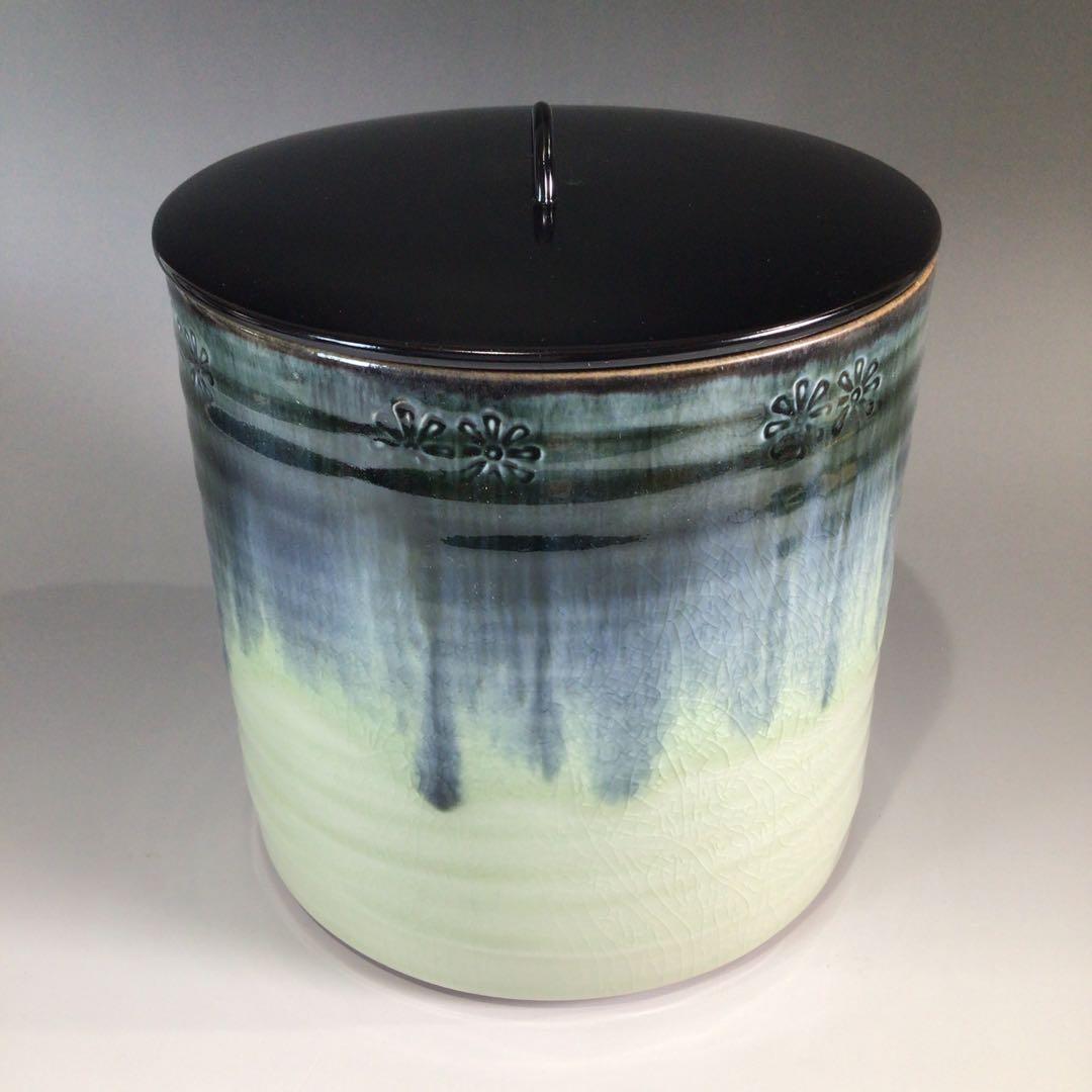 P687 水指 『加藤陽山造』『御深井』『一重口水指』 共箱 茶道具