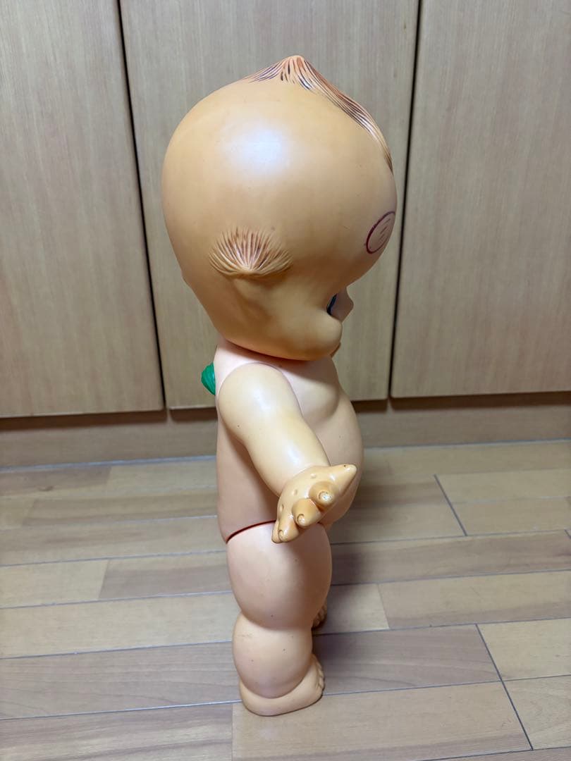 家宝】特大キューピー人形 56cm 緑羽根 背中花びらS刻印 ヴィンテージ