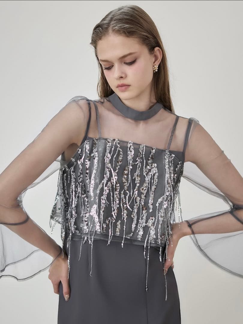 2WAYスパンコールビスチェチュールIラインワンピースドレス結婚式二次会成人式