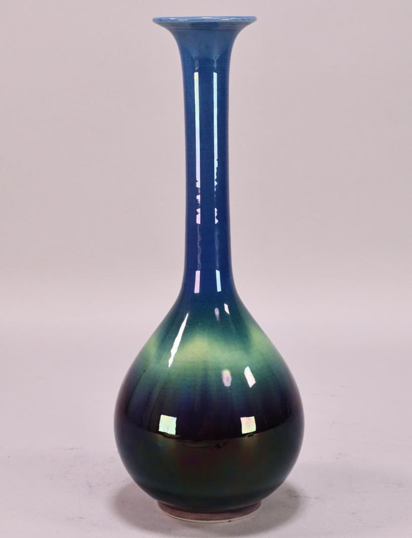 BK209 本物保証 徳田八十吉（正彦） 「 彩釉 花生 」 共箱 花器 花瓶