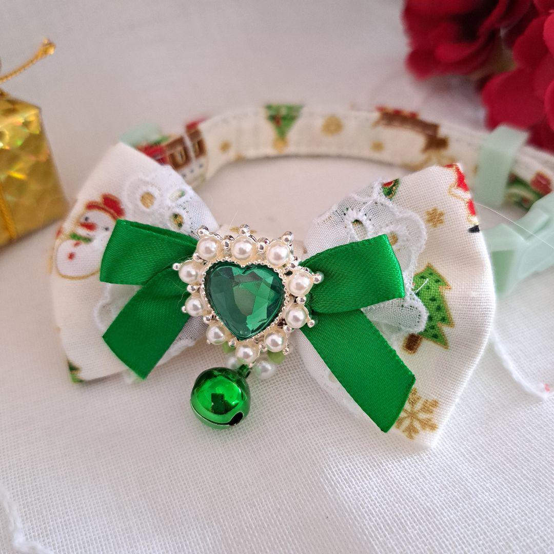 クリスマス(白サンタ&雪だるま)わんちゃん猫ちゃん用首輪