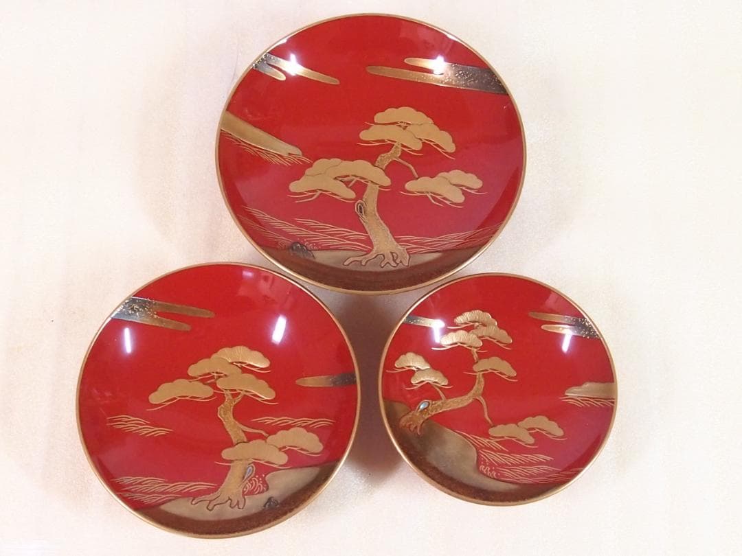 高級・良品】輪島塗 五島屋謹製 光甫作 松島蒔絵 屠蘇器 三つ揃