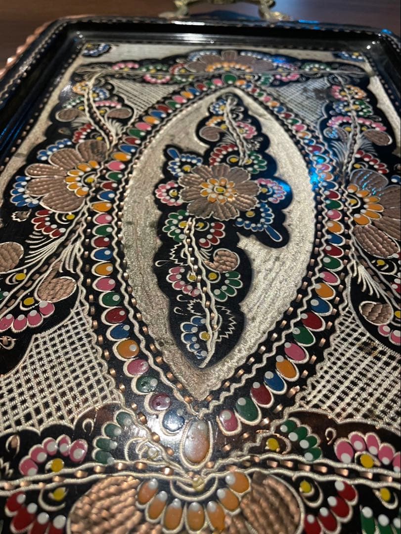 イラン現地購入・伝統工芸品・銅製トレーセット