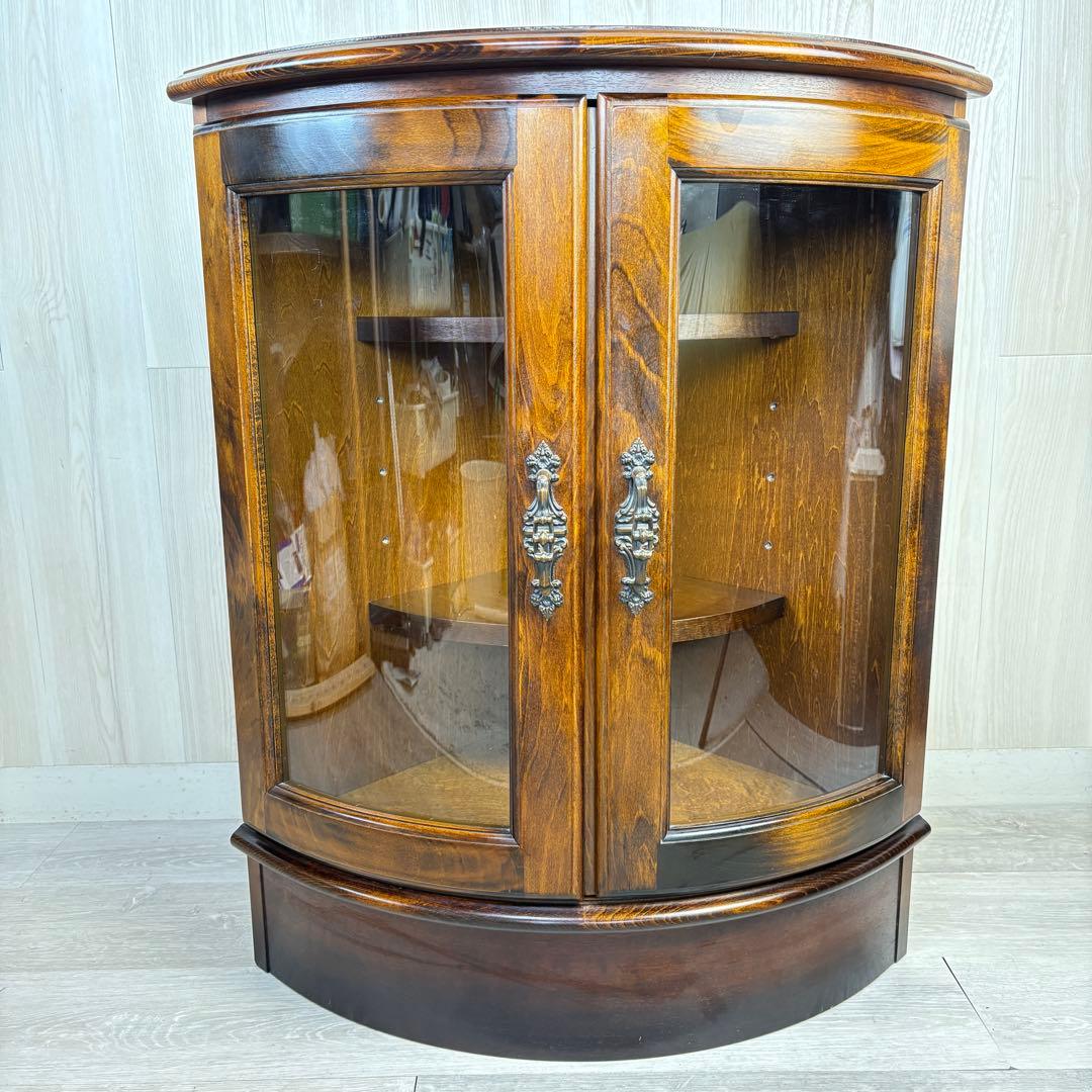 カリモク】コロニアル 飾り棚 コーナーキャビネット キュリオケース