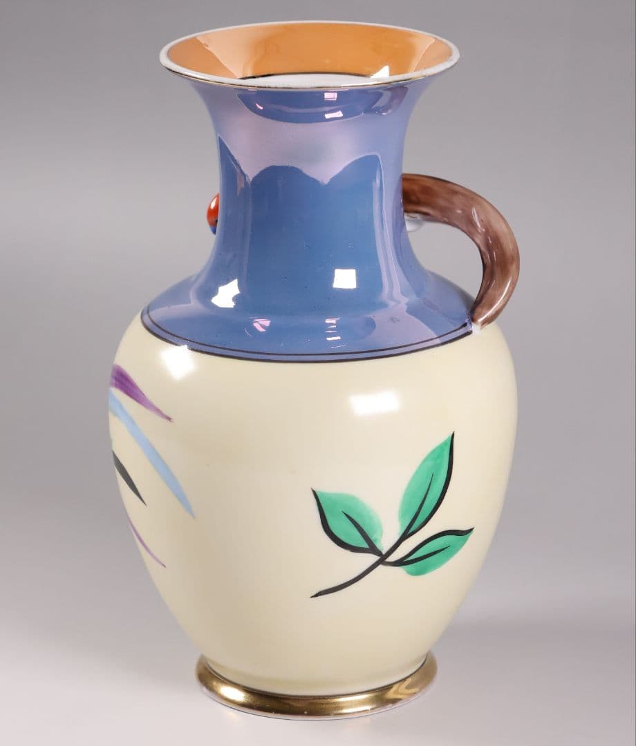 CM312】オールドノリタケ 鳥 花瓶 ラスター彩 オウム インコ 花器