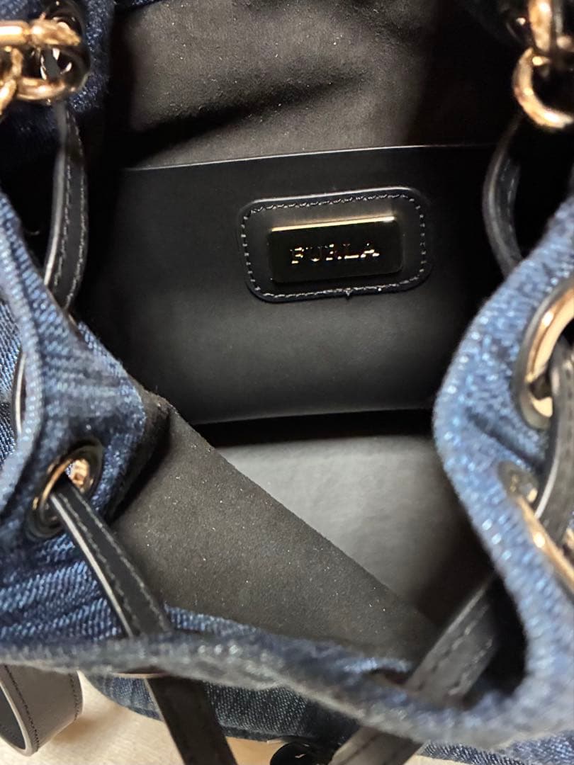 FURLA フルラ　ショルダーバッグ デニム インディゴブルー 巾着　保管袋付き