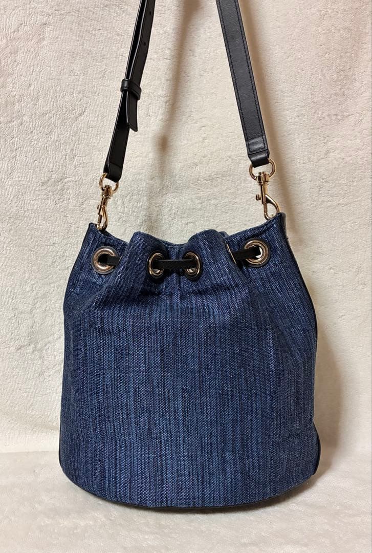 FURLA フルラ　ショルダーバッグ デニム インディゴブルー 巾着　保管袋付き