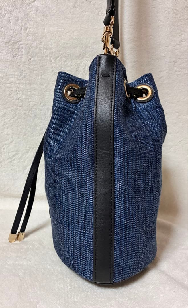 FURLA フルラ　ショルダーバッグ デニム インディゴブルー 巾着　保管袋付き