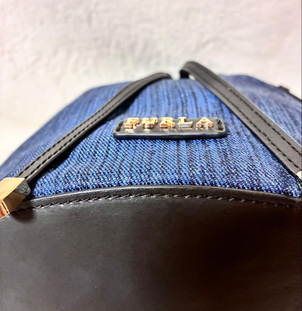 FURLA フルラ　ショルダーバッグ デニム インディゴブルー 巾着　保管袋付き