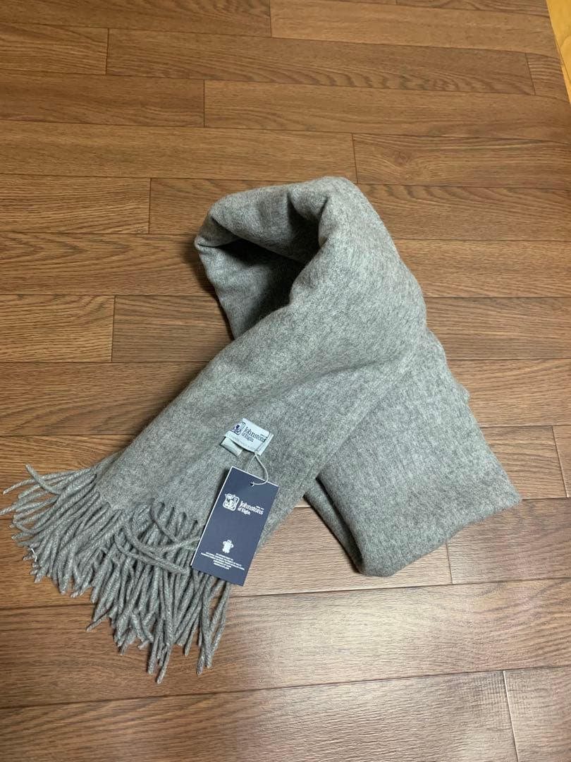 大判ジョンストンズ カシミヤ 100%マフラー ストール グレー - メルカリ