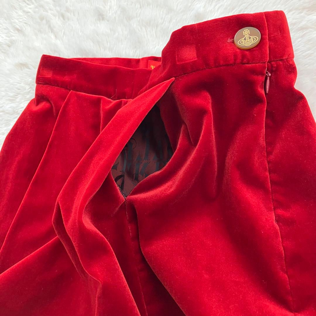 【美品】 ヴィヴィアンウエストウッド ベロア キュロット オーブ釦 40 レッド