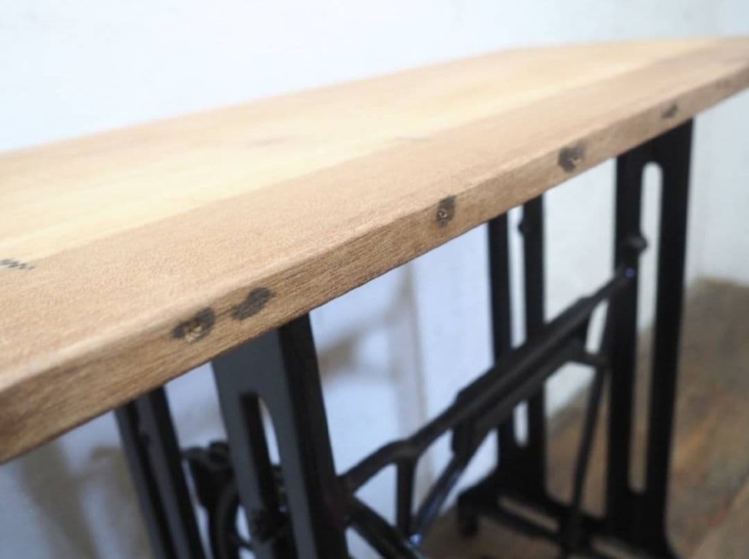 1160 黒ペンキのミシンテーブル デスク 古家具 レトロ リメイク