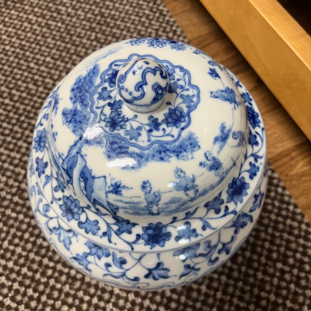 青染付壺 蓋壷 時代物 古美術品 骨董品 - メルカリ