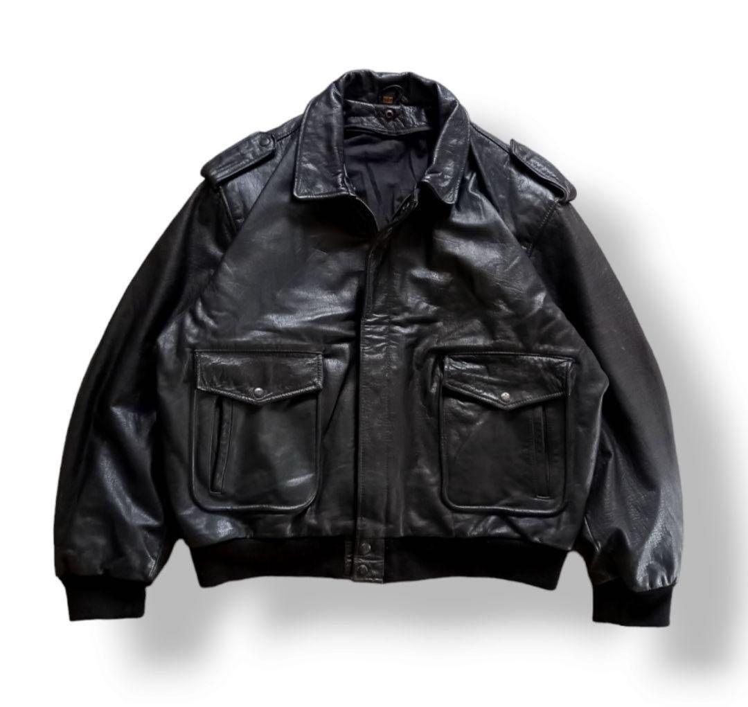 最上級 80s〜90s A-2TYPE レザーボンバージャケット 本革 黒
