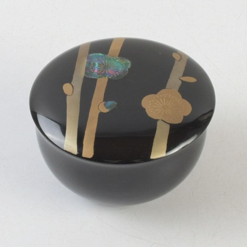 茶道具 輪島塗 岡本陽斉作 螺鈿装飾 春秋棗 共箱 V 9249