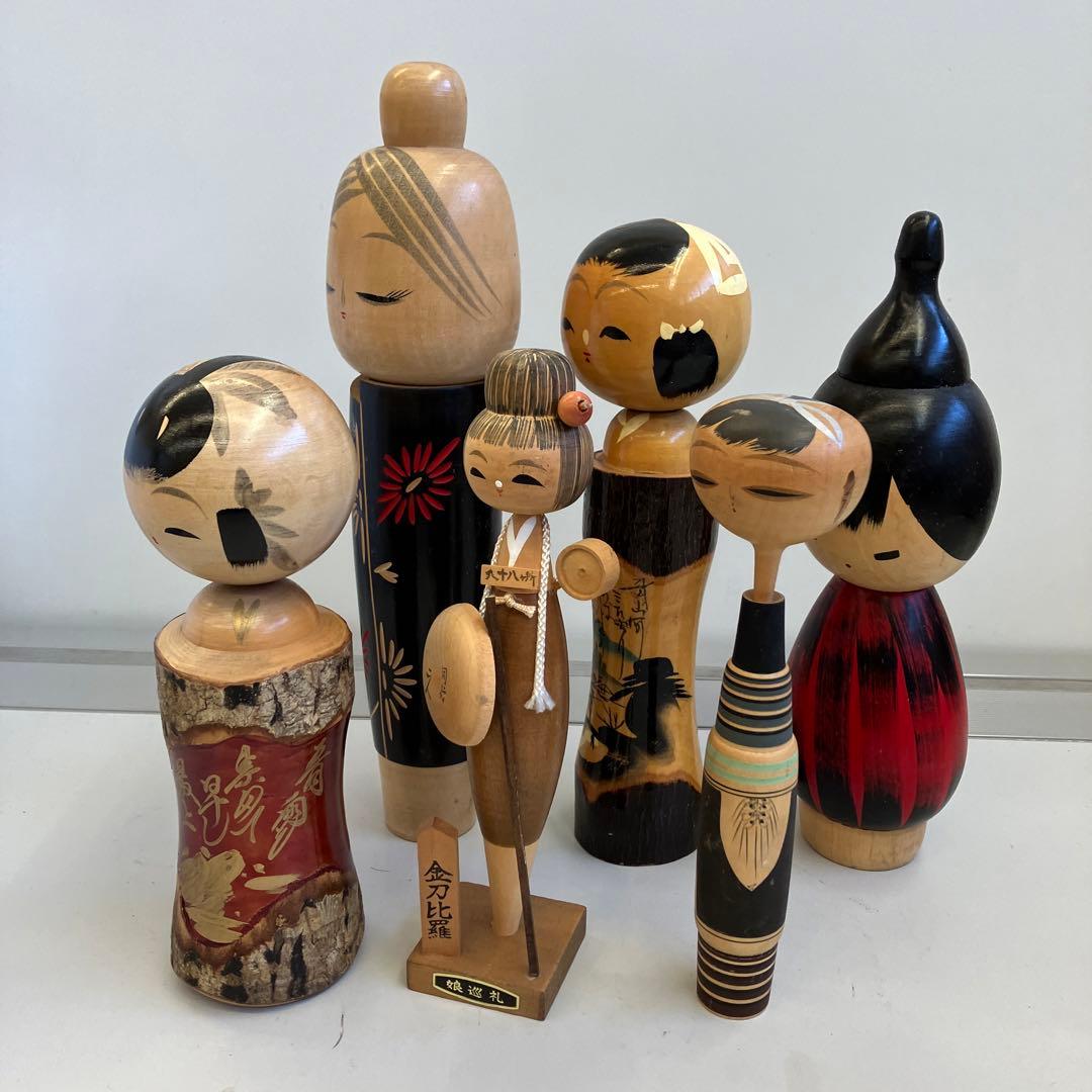 昭和レトロ 木製 伝統工芸 工芸品 こけし 小芥子 6体セット 置物