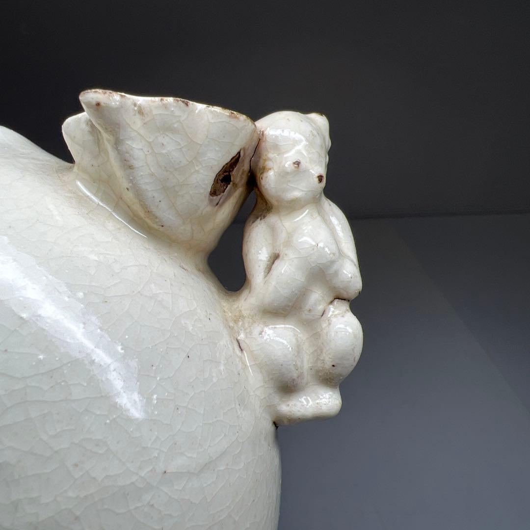 朝鮮美術 李朝桃形水注 鑑定箱付 幅約12㎝ 東Y7-0609⭐︎2Fトコチ