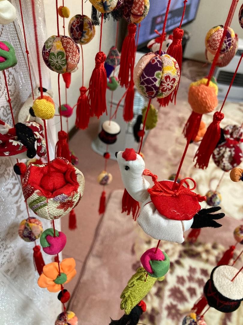 超豪華版　吊るし飾り　ちりめん細工　吊るし雛　お雛様　約100cm