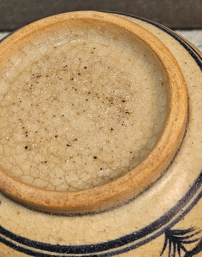 17〜18世紀 中国古陶磁器 南方系 古安南 安南染付 海老に藻の図 茶碗