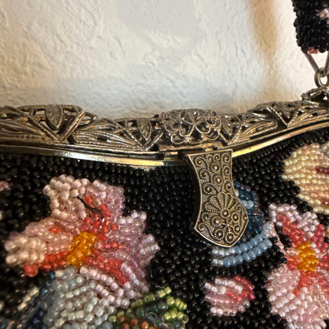 ビーズバッグ 花柄