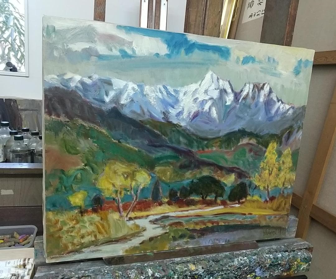 F15「晩秋白馬岳」1979 絵画 油絵 油彩画
