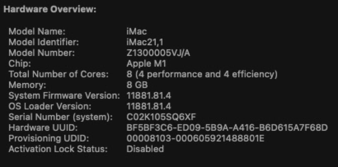 付属品完備　Apple 24インチ iMac 4.5K M1 8GB/256GB