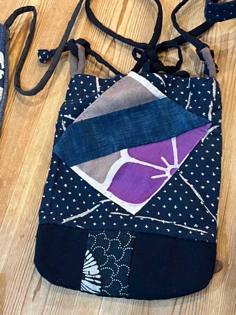 藍染 デニム古布リメイク ハンドメイド刺し子 トートバッグ ポーチ
