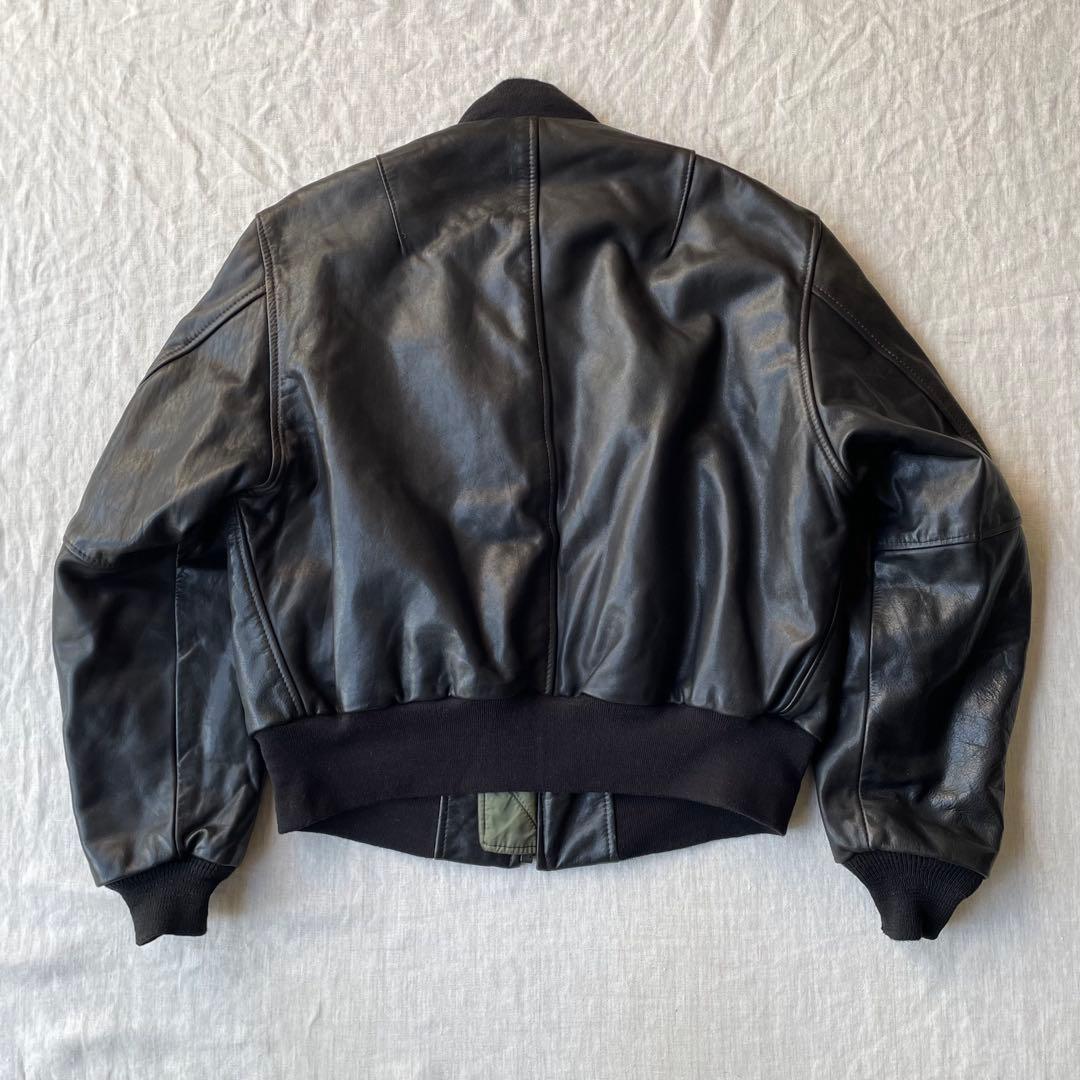 希少】AVIREX B-15 オールレザー ブラック フライトジャケット