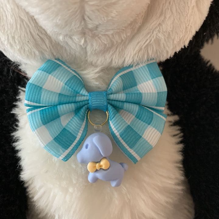 109.チェックリボン&わんこのチョーカー20本