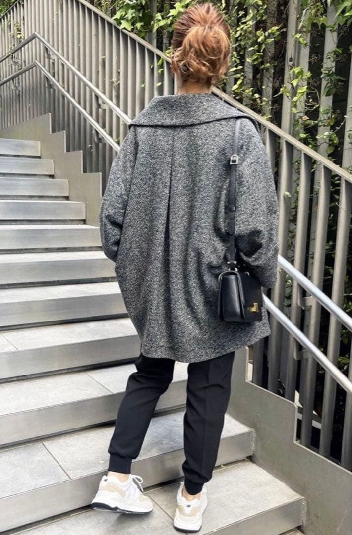 Spick and Span Wスライバーヘリンボーンミドルコート 38