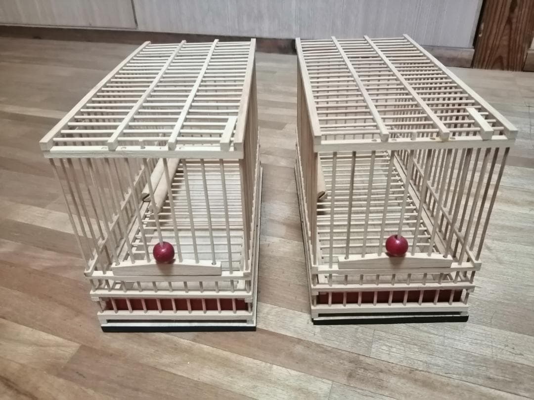 竹製鳥メジロ籠4個セット 竹製 ＋木製 メジロ籠 4個