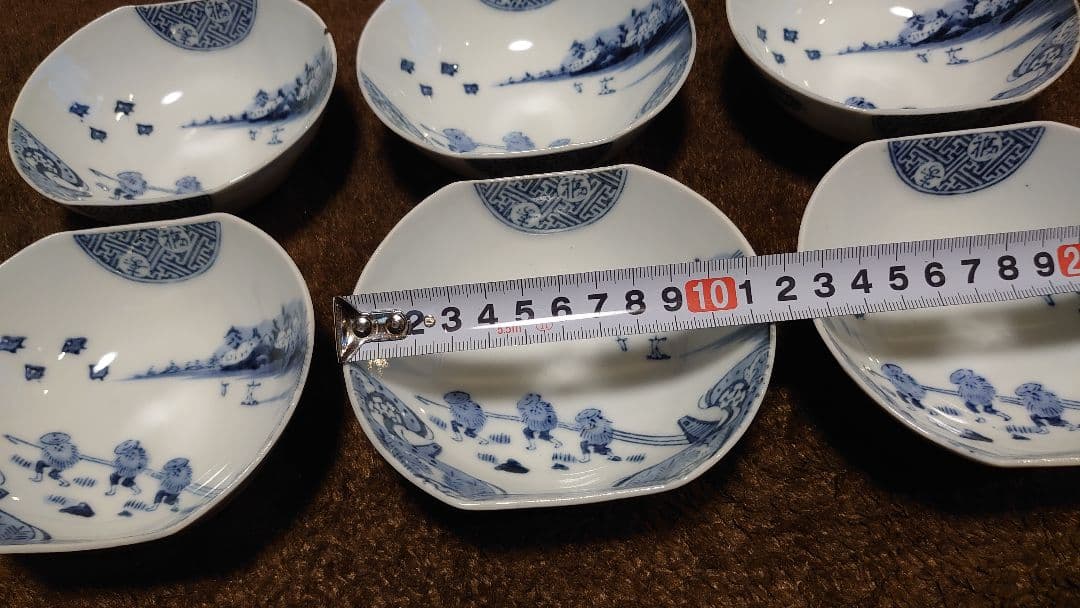 古伊万里　伊万里　染付　楕円鉢　菓子鉢　山水　蔵出し　６客