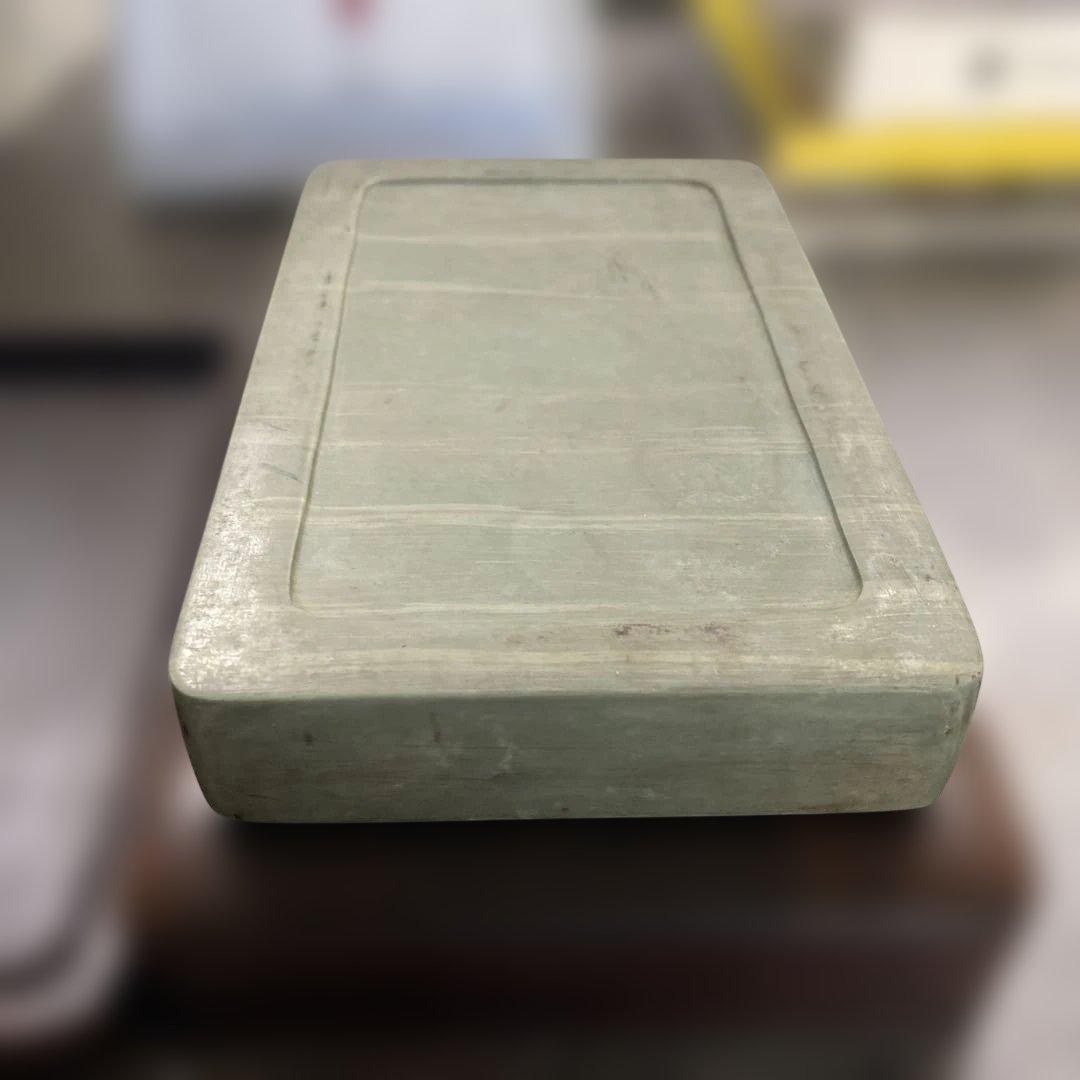緑硯　中国硯　彫刻　古美術　唐木ケース