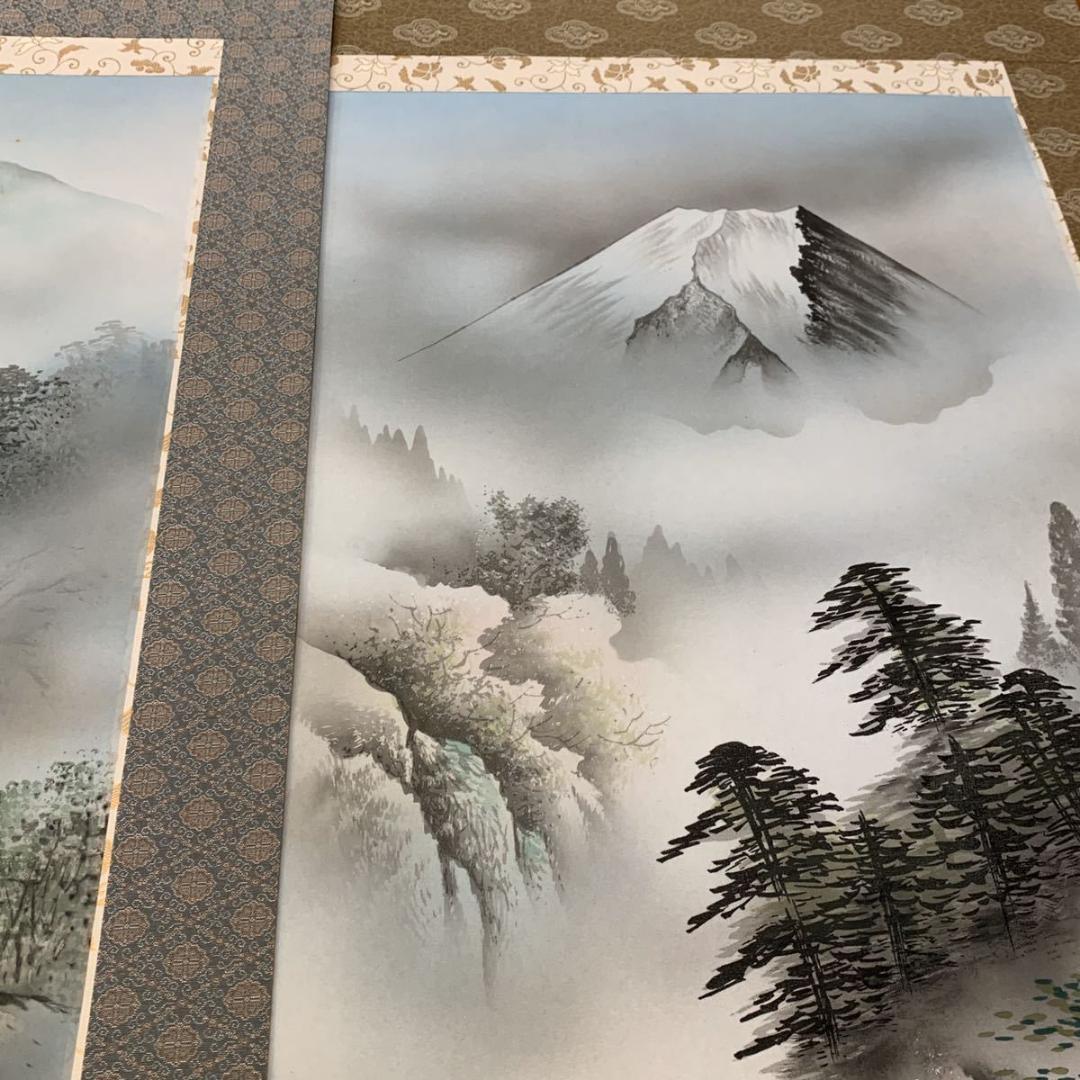 掛軸3本セット 葛谷聖山『新四季賞翫』日本画 山水 風景画 絹本 共箱付