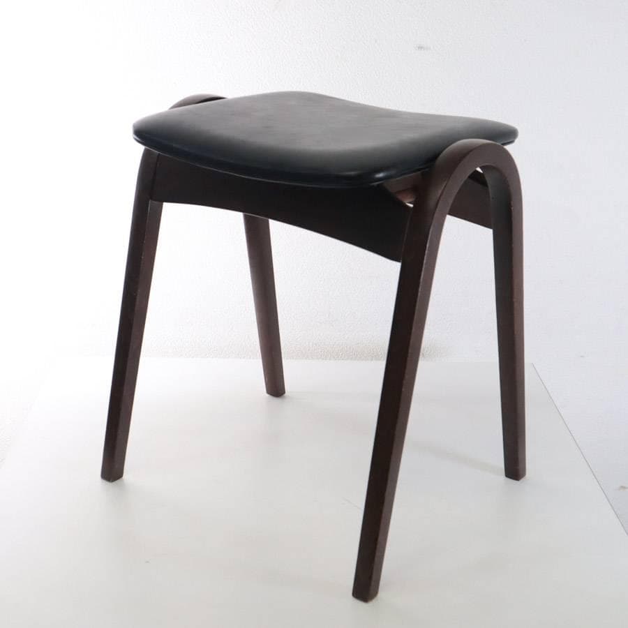 秋田木工 IDC大塚 No.202 剣持勇 スタッキングスツール 黒 PVC⑧