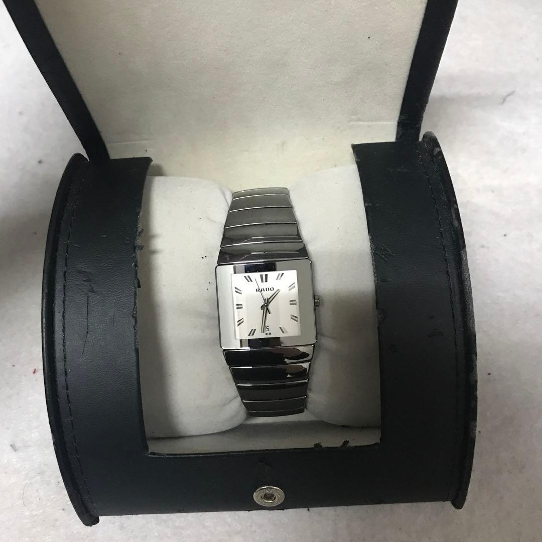 【箱・保証書・冊子・コマ付き美品】RADO クォーツ腕時計 ホワイト スイス製