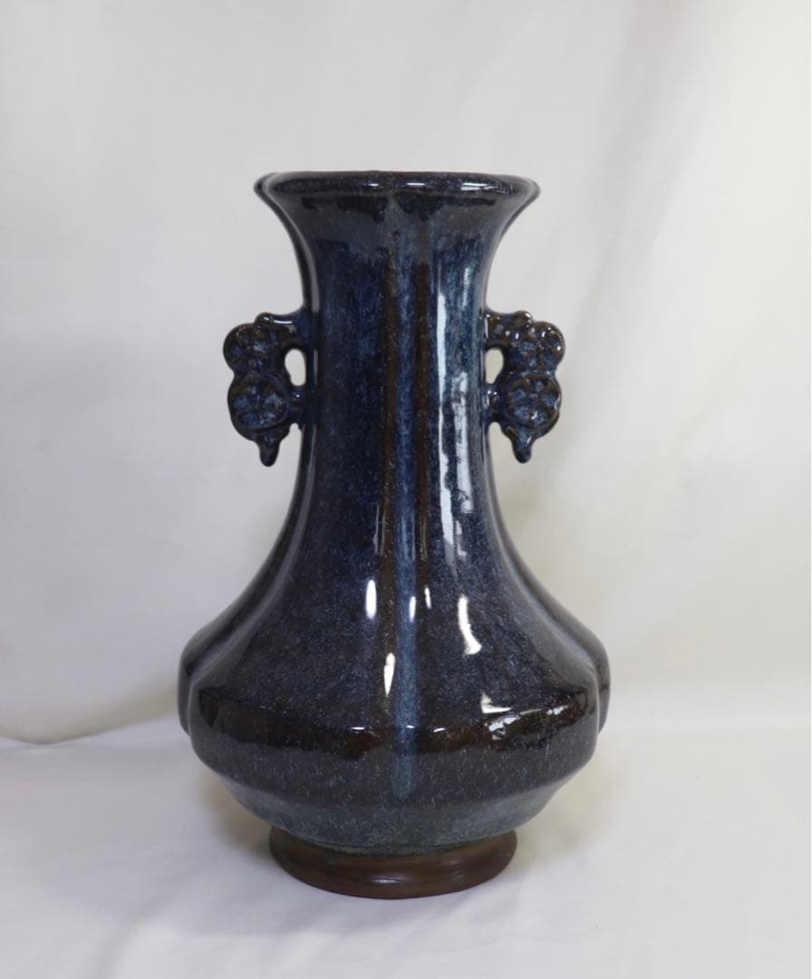 ※中国　鈞釉双耳瓶　送料込み0408 中国 鈞釉双耳瓶 送料込み0408