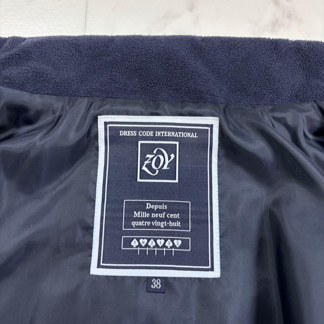 【美品】ZOY ゾーイ 中綿ジャケット ゴルフウェア 総柄 ロゴ 青 38