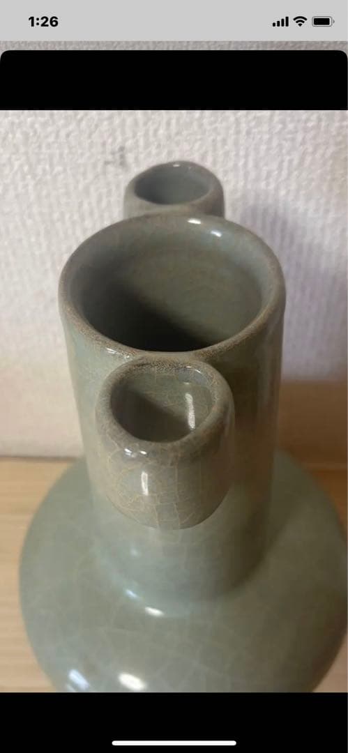 中国美術品、青瓷貫耳瓶、宋代官窑。美品貴重珍品。