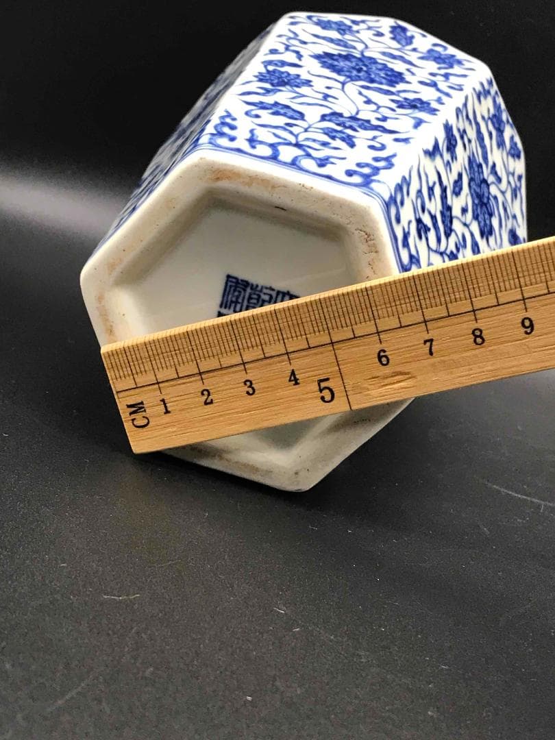 中国古美術 清乾隆時代 大清乾隆年製 在銘 染付花紋