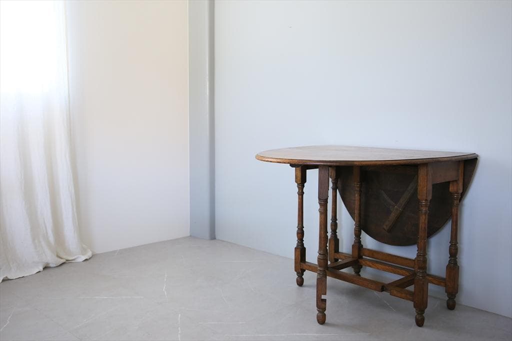 英国アンティーク木製ゲートレッグテーブル/ダイニング机バタフライ(89-64)