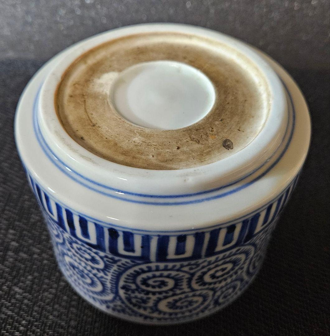 江戸時代後期　古伊万里　たこ唐草文様　 煙草盆　3点揃い　紫檀箱入　茶道具