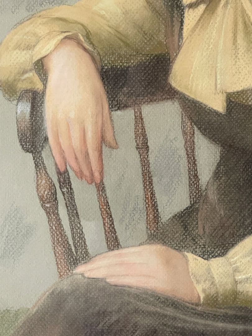 徳田宏行　黄色いブラウス　パステル画　白日会会員　女性人物像人気作家