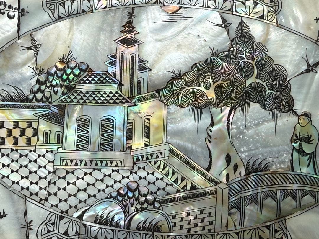 中国 清時代 螺鈿圖紅木箱 アンティーク 送料込み251108