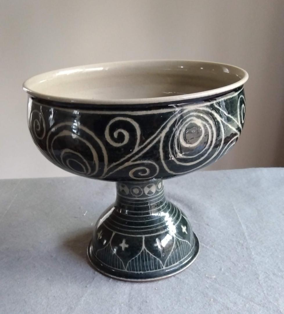 越前焼 あかね陶房 山路茜 藍化粧のポップモダニズムな斬新デザイン巨大