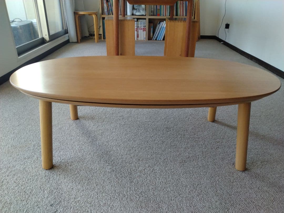 訳あり21年製】MUJI無印 オーク材楕円こたつ小/ローテーブル机座