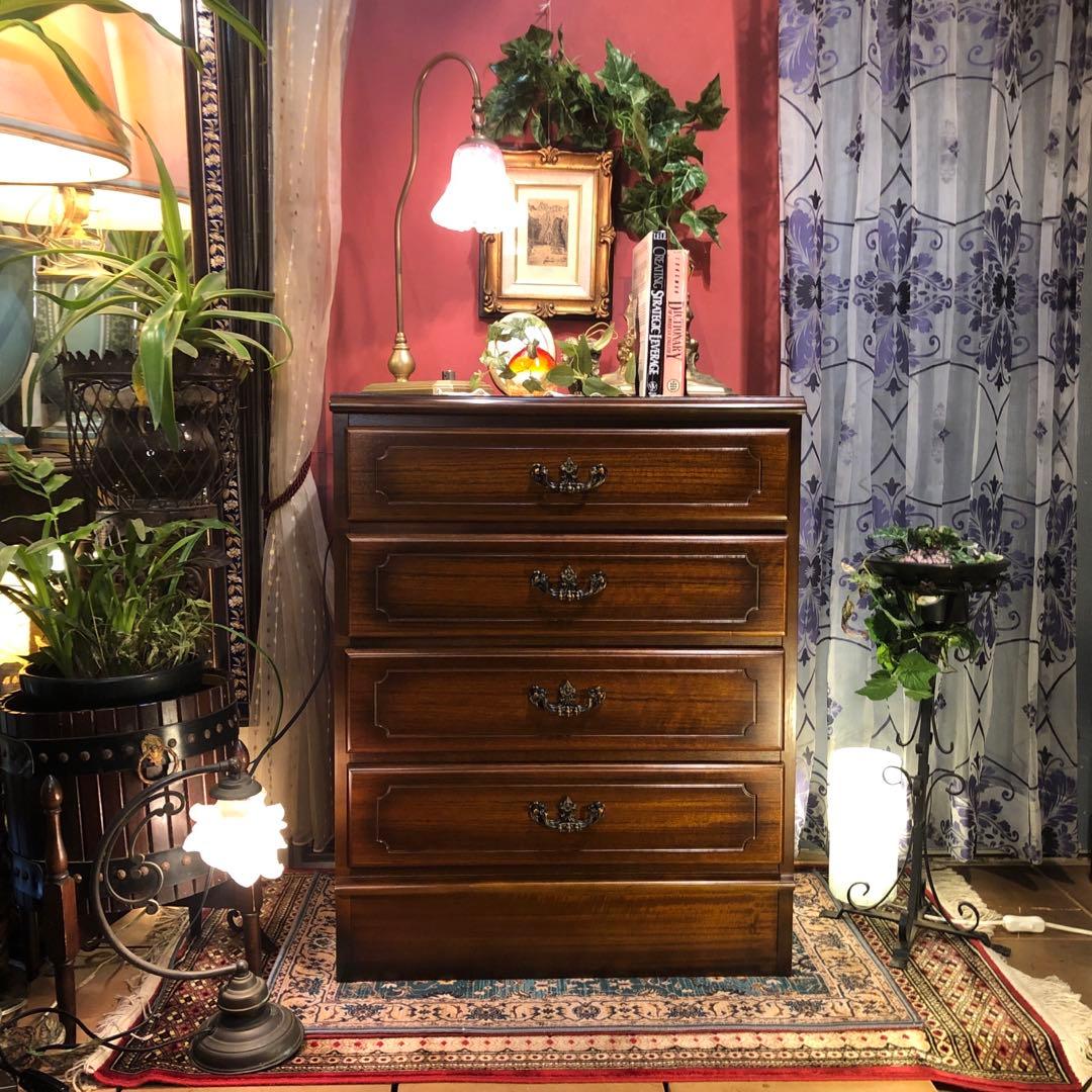 Sale カリモク ヴィンテージ コロニアル 4段チェストキャビネット