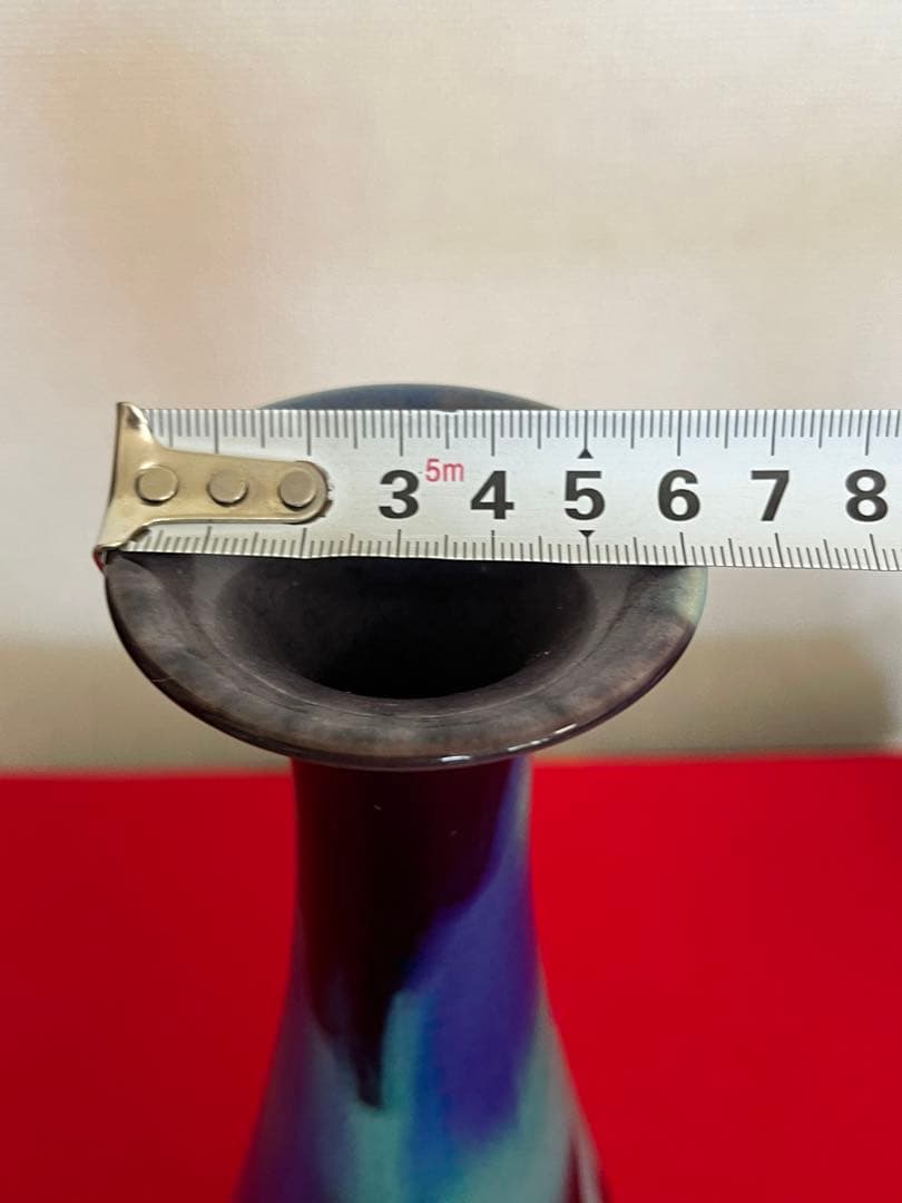 【珍品】柳雨軒 三代 人間国宝 徳田八十吉  (正彦銘)彩釉 花入 管理T197