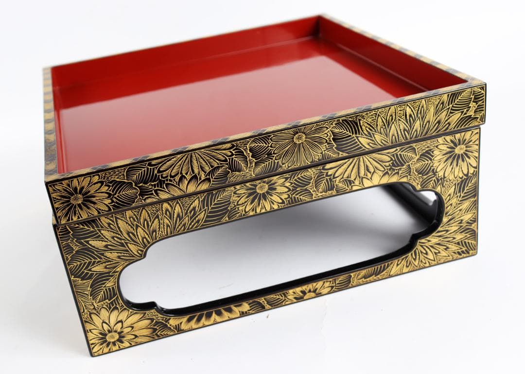 輪島塗 総菊蒔絵 重台 共箱 懐石道具 会席 重箱