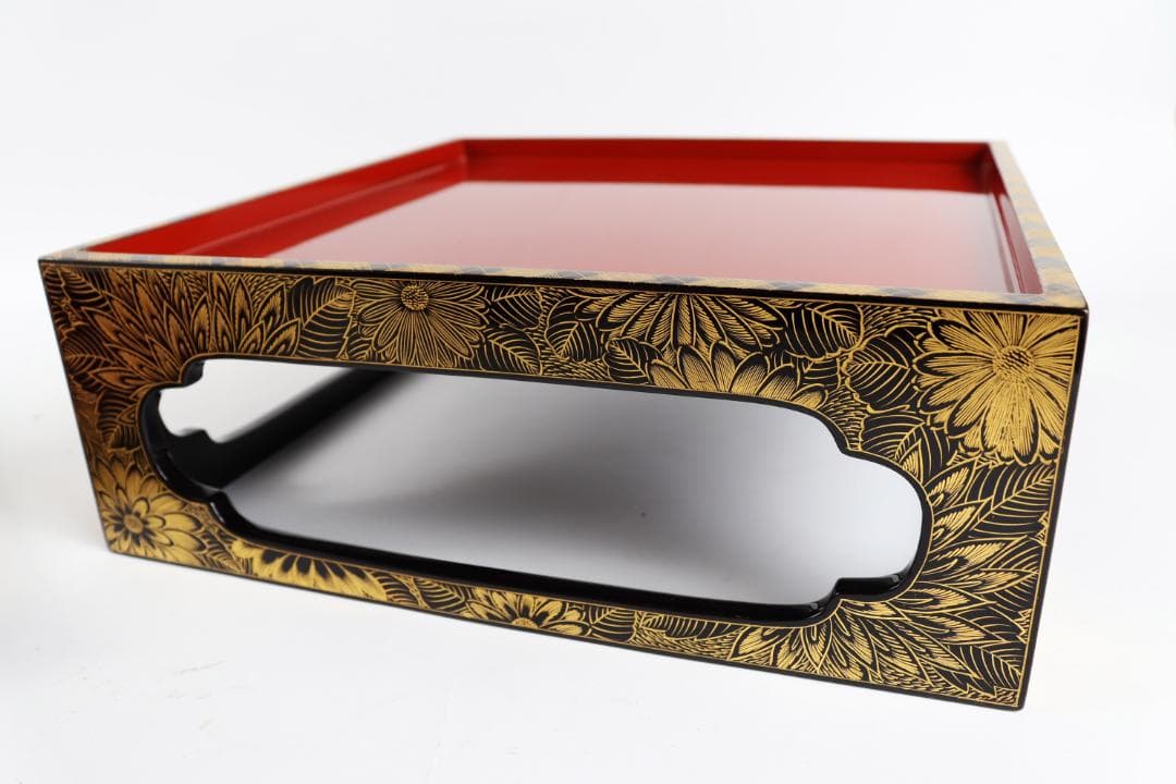 輪島塗 総菊蒔絵 重台 共箱 懐石道具 会席 重箱